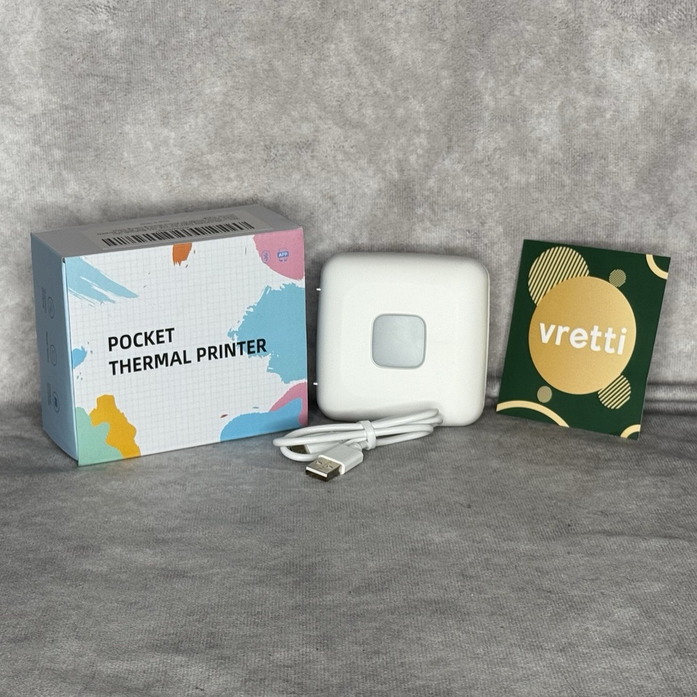 Vretti Pocket‎ Thermal Printer White Turns On Portable
